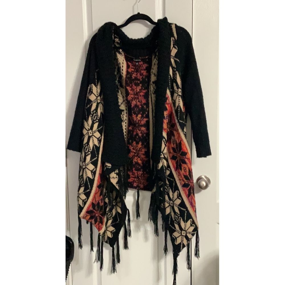 Relativity Snowflake Cardigan Fringe Sweater‎ size 2X